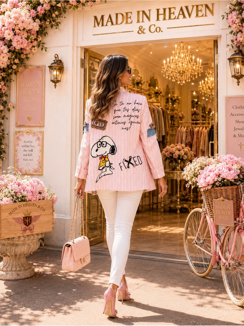 Made in Heaven Pink Graphic Blazer Jacket - Women